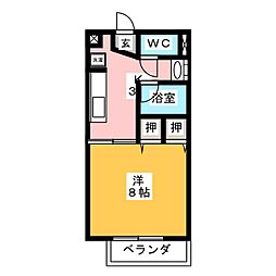 ボヌール 1Kの間取図画像