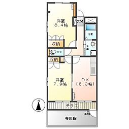 グランメール 2DKの間取図画像
