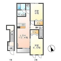 エスペランサ 2LDKの間取図画像