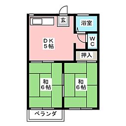 フォーブル平田 2DKの間取図画像