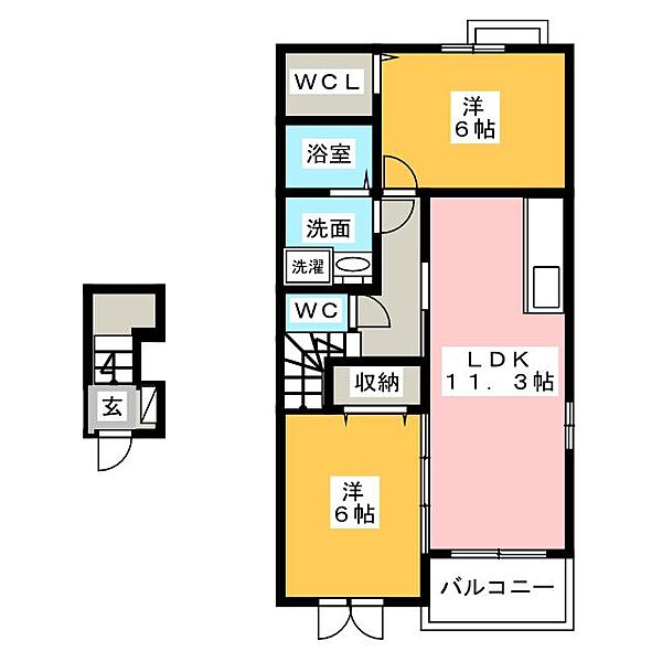 セレーノ・ダンディライオン ｜三重県鈴鹿市住吉２丁目(賃貸アパート2LDK・1階・57.21㎡)の写真 その2