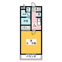 プレミール・レイ 1Kの間取図画像