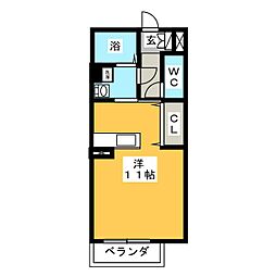 EverGreen　Agarito 2階ワンルームの間取り