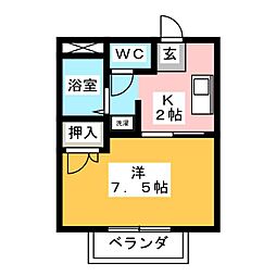 サングリーン住吉 1階1Kの間取り