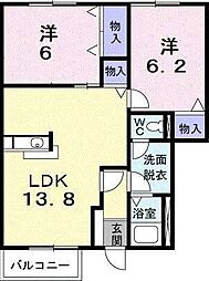 アルタイルI 1階2LDKの間取り