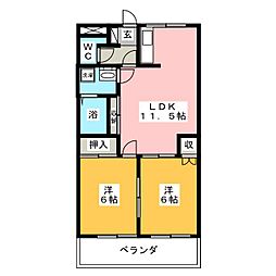シャングリラ 3階2LDKの間取り
