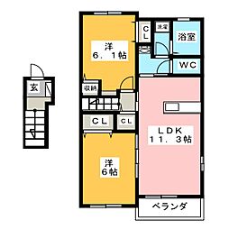 コンソール匠Ａ 2階2LDKの間取り