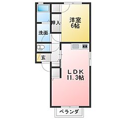 ベルサイド 1LDKの間取図画像