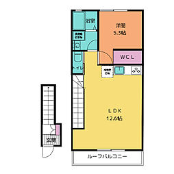 グラシアカーサ 2階1LDKの間取り