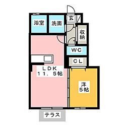 イールーム 1LDKの間取図画像
