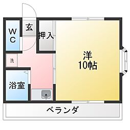 レジデンスHIRANO 1Kの間取図画像