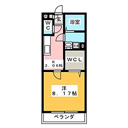 クロシェット 1Kの間取図画像