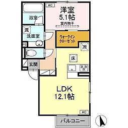 鈴鹿市須賀3丁目アパート 1LDKの間取図画像