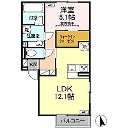 鈴鹿市須賀3丁目アパート 1LDKの間取図画像