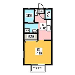 プリシェール平田A 1Kの間取図画像
