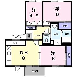 サンフラワー2 3DKの間取図画像