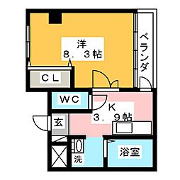 グリーンズマンション 1Kの間取図画像