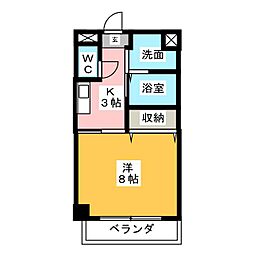 マンション西城 1Kの間取図画像