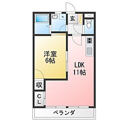 サンヴェール 2DKの間取図画像