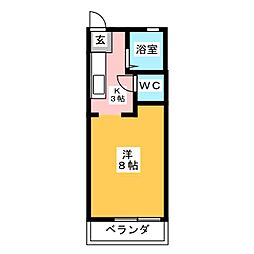ドミールさつき 1Kの間取図画像