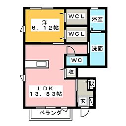 リベル算所 1LDKの間取図画像