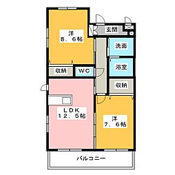 フィリオカーサ 2LDKの間取図画像