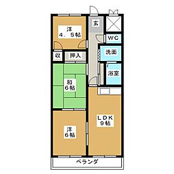 ウエストソシア 4階3LDKの間取り