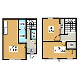 グランジュッテ　Ｃ棟 1階2LDKの間取り