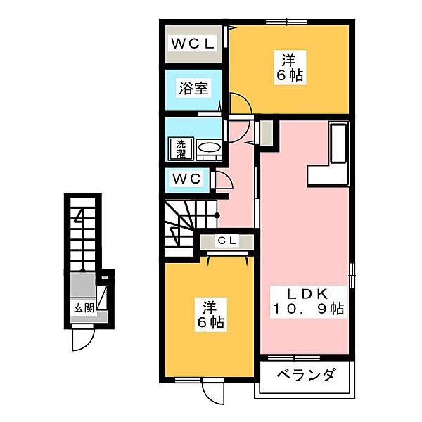ベルベル　I ｜三重県桑名市大字和泉(賃貸アパート2LDK・2階・57.09㎡)の写真 その2