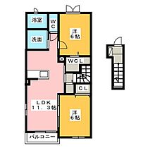 フェリーチェ　トレ　A  ｜ 三重県桑名市長島町福吉（賃貸アパート2LDK・2階・58.21㎡） その2