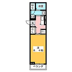 スタブリテラス桑名 3階1Kの間取り