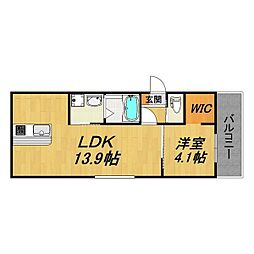 N51APARTMENT桑名 1階1LDKの間取り