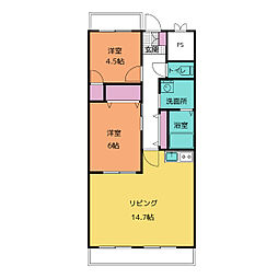 ウエストソシア 2階2LDKの間取り
