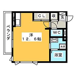 スタブリテラス桑名 3階ワンルームの間取り