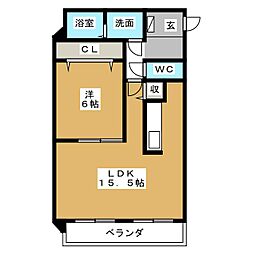 シティリバー・フォレスト 3階1LDKの間取り