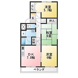 シオス 3DKの間取図画像