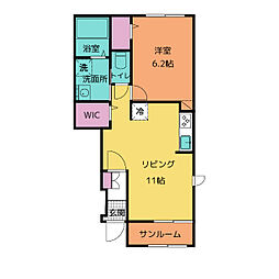 ヤパンサラゲヨ 1階1LDKの間取り