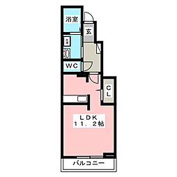 ベラ・ルーチェ 1階ワンルームの間取り