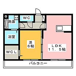 コンフィアンス 2階1LDKの間取り