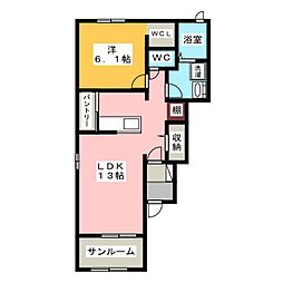 ルミーナ 1階1LDKの間取り