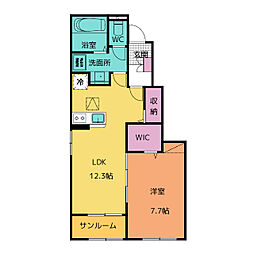 ラ・プルミエール和貴　B 1階1LDKの間取り