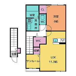 プログレス　A 2階1LDKの間取り