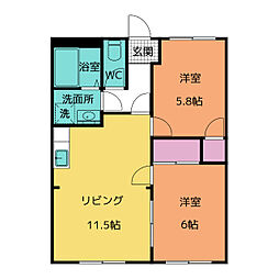 グランパスSHIROTA　Ａ棟 1階3DKの間取り