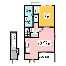 ラ・フォンテ 2階1LDKの間取り