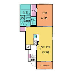 ジェルメ86　VII 1階1LDKの間取り