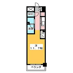 プレスタンテＫ.Ｓ 4階ワンルームの間取り