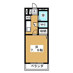 プチカーサ 1Kの間取図画像