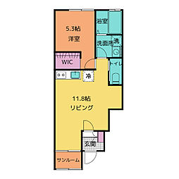 いなべ市北勢町大辻新田アパート 1LDKの間取図画像