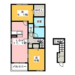 アルトサリーチェ 2階2LDKの間取り