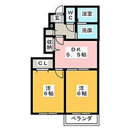 ドマーニ・オドーレＣ 1階2DKの間取り
